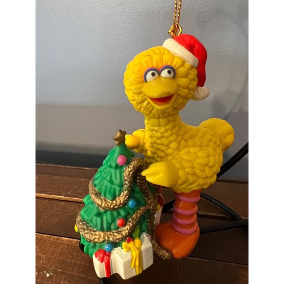 Vintage 1998 Sesame Street Big Bird W Christmas Tree Hanging Ornament Xmas Decor - Picture 3 of 9